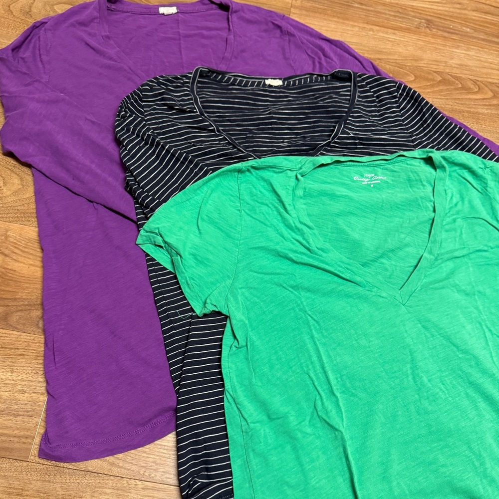J crew basics v neck shirts top bundle
